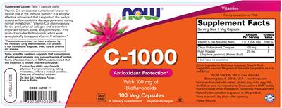 Photo of the NOW C-1000 With 100 mg Of Bioflavonoids label