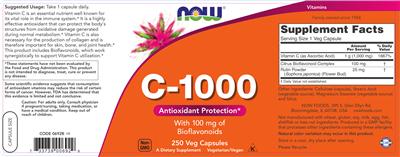 Photo of the NOW C-1000 With 100 mg Of Bioflavonoids label