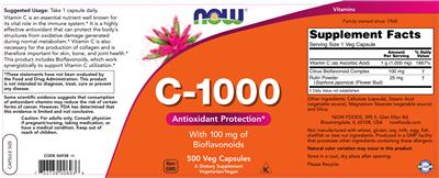Photo of the NOW C-1000 With 100 mg Of Bioflavonoids label
