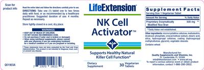 Photo of the Life Extension NK Cell Activator label