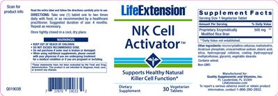 Photo of the Life Extension NK Cell Activator label
