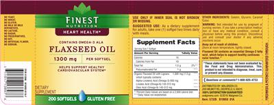 Photo of the Finest Nutrition Flaxseed Oil 1300 mg label