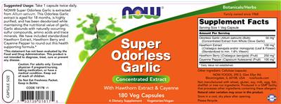 Photo of the NOW Super Odorless Garlic label