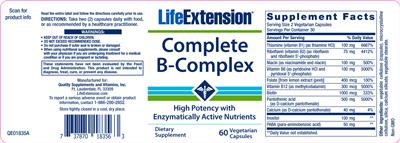 Photo of the Life Extension Complete B-Complex label