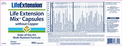 Life Extension Mix Capsules Without Copper