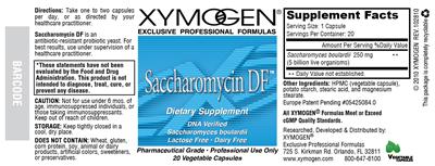 Photo of the XYMOGEN Saccharomycin DF label