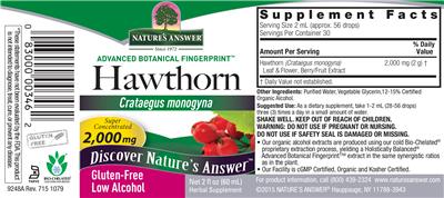 Photo of the Nature's Answer Hawthorn 2,000 mg label