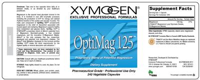 Photo of the XYMOGEN OptiMag 125 label