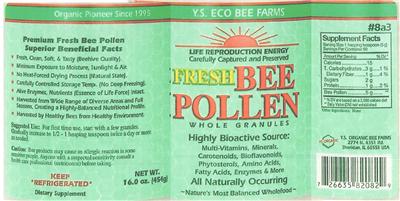Photo of the Y.S. Eco Bee Farms Fresh Bee Pollen label