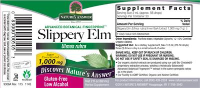 Photo of the Nature's Answer Slippery Elm 1,000 mg label