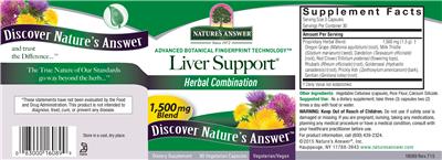 Photo of the Nature's Answer Liver Support label