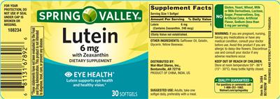 Photo of the Spring Valley Lutein 6 mg with Zeaxanthin label