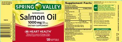 Photo of the Spring Valley Norwegian Salmon Oil 1000 mg label