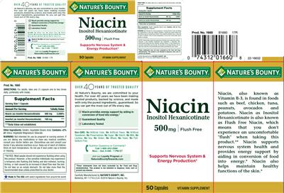 Photo of the Nature's Bounty Niacin Inositol Hexanicotinate 500 mg Flush Free label
