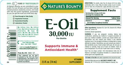 Photo of the Nature's Bounty E-Oil label