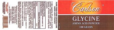 Photo of the Carlson Glycine Amino Acid Powder label