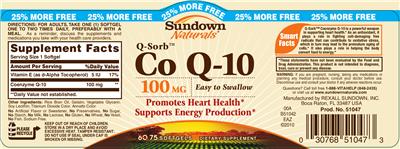 Photo of the Sundown Naturals Q-Sorb Co Q-10 100 mg label
