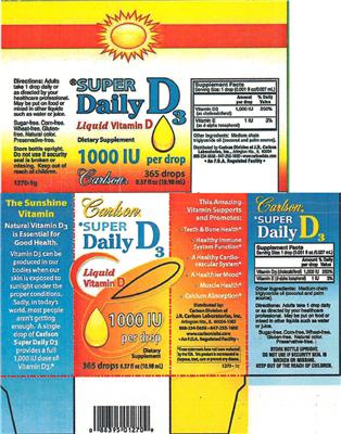 Photo of the Carlson Laboratories Super Daily D3 label