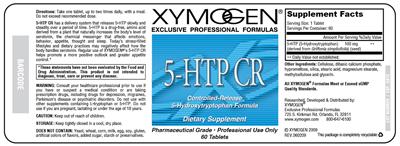 Photo of the XYMOGEN 5-HTP CR label