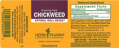Photo of the Herb Pharm Chickweed label