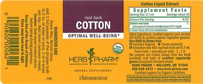 Photo of the Herb Pharm Cotton label