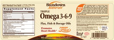 Photo of the Sundown Naturals Triple Omega 3-6-9 label