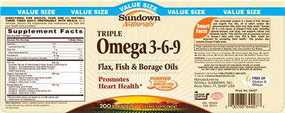 Photo of the Sundown Naturals Triple Omega 3-6-9 label
