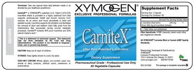 Photo of the XYMOGEN CarniteX label