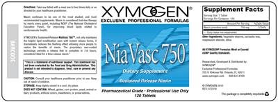 Photo of the XYMOGEN NiaVasc 750 label