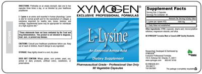 Photo of the XYMOGEN L-Lysine label