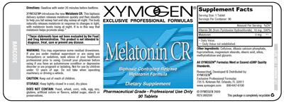 Photo of the XYMOGEN Melatonin CR label