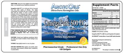 Photo of the Arctic Oils OmegaPure 600 EC Natural Lemon Flavor label