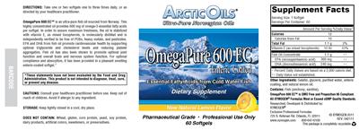 Photo of the Arctic Oils OmegaPure 600 EC Natural Lemon Flavor label