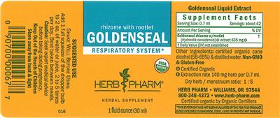 Photo of the Herb Pharm Goldenseal label