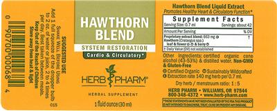 Photo of the Herb Pharm Hawthorn Blend label