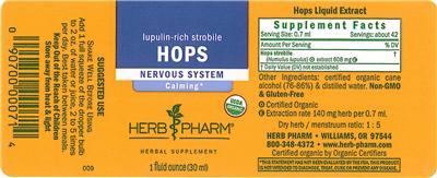 Photo of the Herb Pharm Hops label