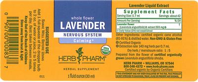 Photo of the Herb Pharm Lavender label
