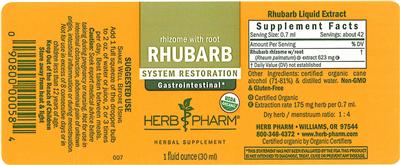 Photo of the Herb Pharm Rhubarb label
