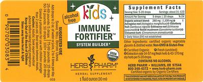 Photo of the Herb Pharm Kids Immune Fortifier Alcohol Free label