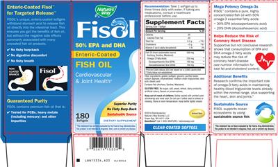 Photo of the Nature's Way Fisol Enteric-Coated Fish Oil label