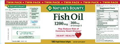 Photo of the Nature's Bounty Fish Oil 1200 mg label