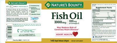 Photo of the Nature's Bounty Fish Oil 1000 mg label