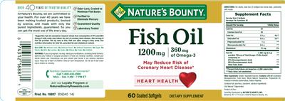 Photo of the Nature's Bounty Fish Oil 1200 mg label
