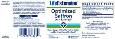 Photo of the Life Extension Optimized Saffron with Satiereal label