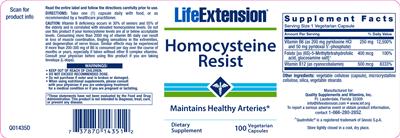Photo of the Life Extension Homocysteine Resist label