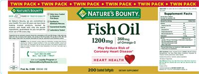 Photo of the Nature's Bounty Fish Oil 1200 mg label
