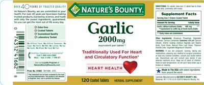 Photo of the Nature's Bounty Garlic 2000 mg label