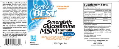 Photo of the Doctor's Best Synergistic Glucosamine MSM Formula label
