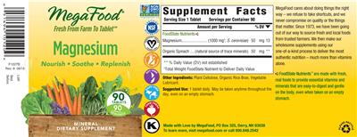Photo of the MegaFood Magnesium label