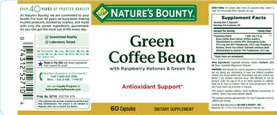 Photo of the Nature's Bounty Green Coffee Bean With Raspberry Ketones & Green Tea label